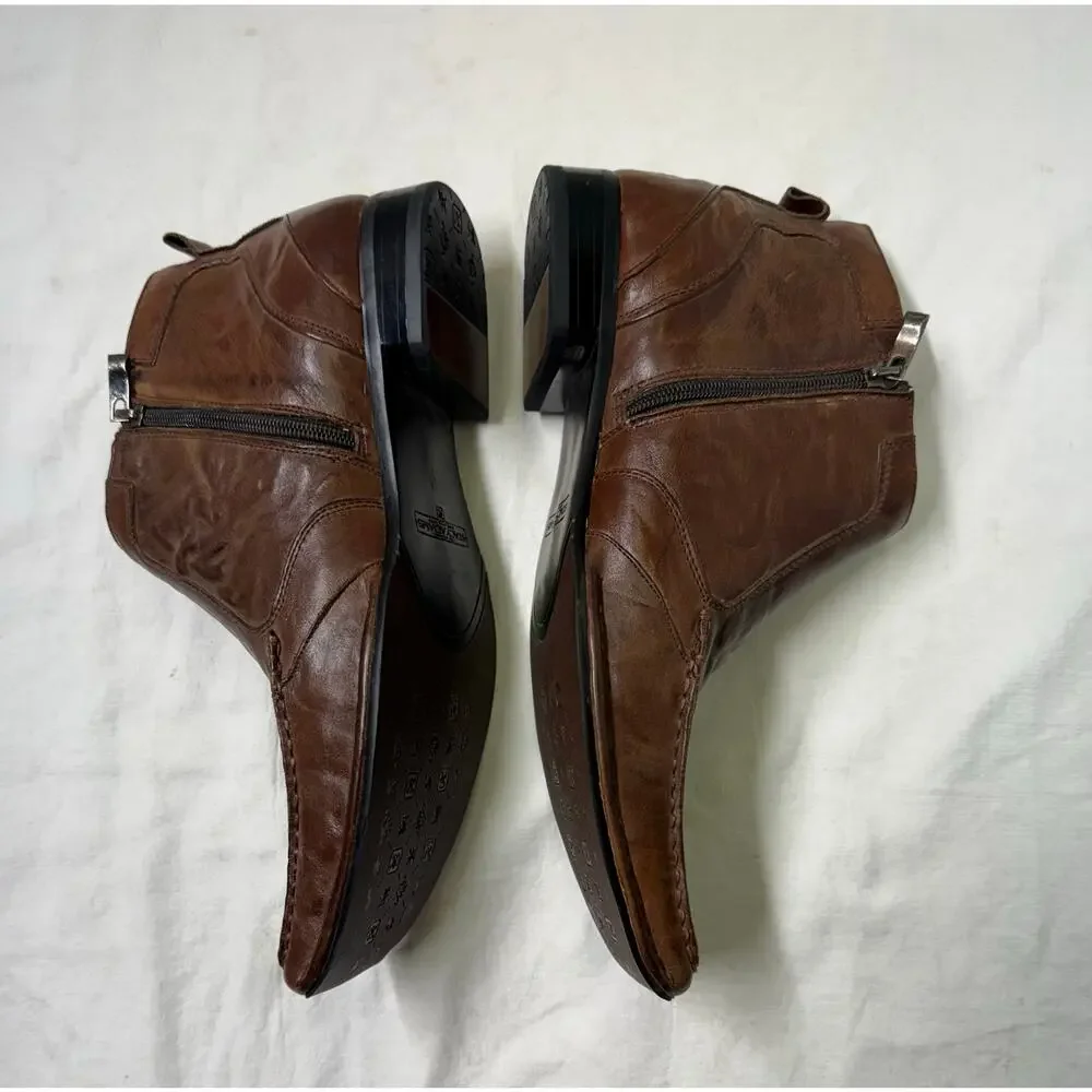 Stacy Adams Men’s Square Toe Ankle zipper Brown Chelsea Boots Size 9M